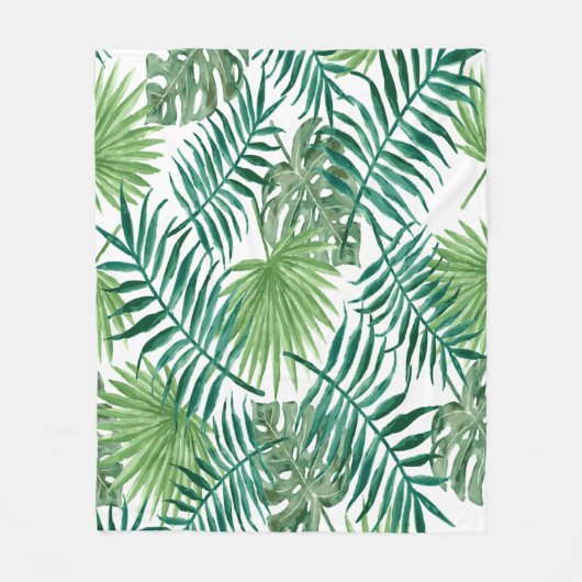 Exotische Blätter aus Palmen Fleecedecke (Vorderseite)