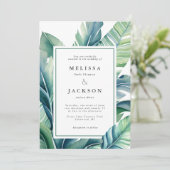 Exotische Blätter aus wild lebenden und tropischen Einladung (Stehend Vorderseite)