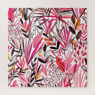 Exotische Blätter Blumen Regenwald Muster Puzzle