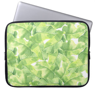 Exotische Blätter: Nahtlose Wasserfarbe Laptopschutzhülle