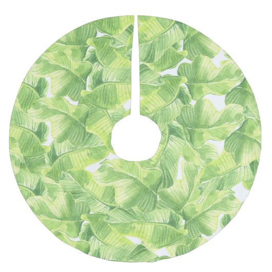 Exotische Blätter: Nahtlose Wasserfarbe Polyester Weihnachtsbaumdecke (Vorderseite)