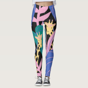 Exotische Blätter: Nahtloses Giraffenmuster Leggings