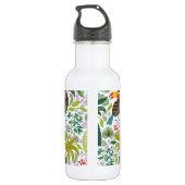 Exotische Blätter und Vögel Edelstahlflasche (Rückseite)