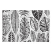 Exotische Blätter, Vintag blühend schwarz und weiß Kissenbezug (Rückseite)