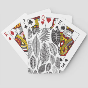 Exotische Blätter, Vintag blühend schwarz und weiß Spielkarten
