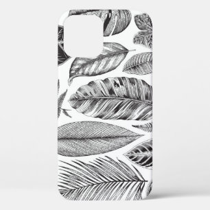 Exotische Blätter, vintage Blumenmuster schwarz un Case-Mate iPhone Hülle
