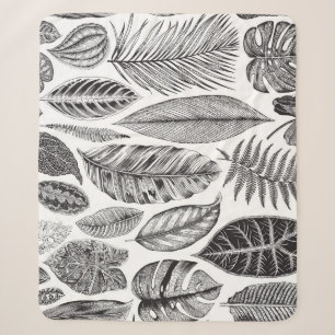 Exotische Blätter, vintage Blumenmuster schwarz un Sherpadecke