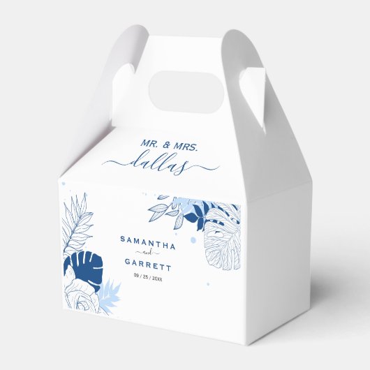 Exotische Blätter Weißer Hintergrund Gefälligkeits Geschenkschachtel (Vorderseite)