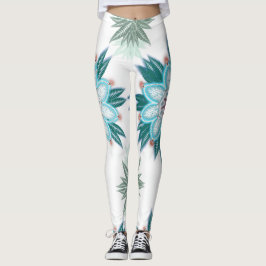 Exotische blaue Blume Mandala Leggings