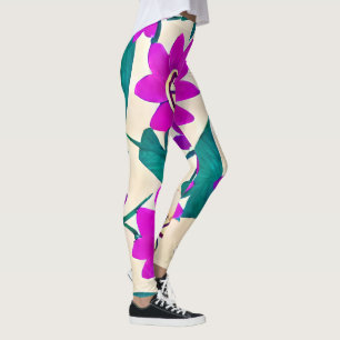 Exotische Bloom-Leggings: stilvolles florales Verg Leggings