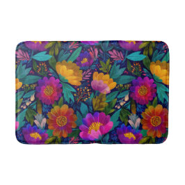 Exotische Blume blüht buntes botanisches Muster Badematte