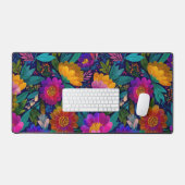 Exotische Blume blüht buntes botanisches Muster Schreibtischunterlage (Tastatur & Maus)