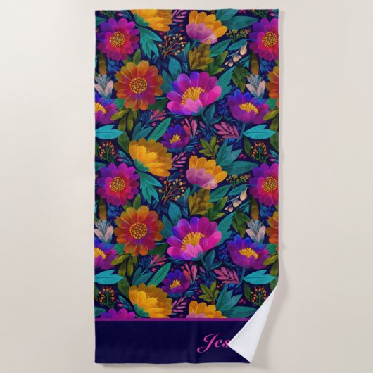 Exotische Blume blüht farbenfrohe Blumenpracht Nam Strandtuch (Vorderseite)