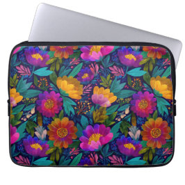 Exotische Blume blüht kühl und elegant floral Laptopschutzhülle
