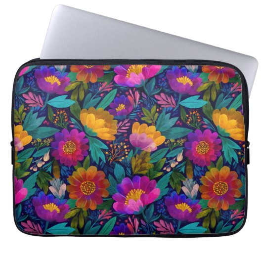 Exotische Blume blüht kühl und elegant floral Laptopschutzhülle (Vorderseite)