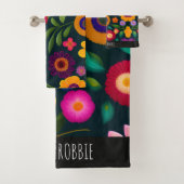Exotische Blume Farbmuster Badhandtuch Set (Insitu)