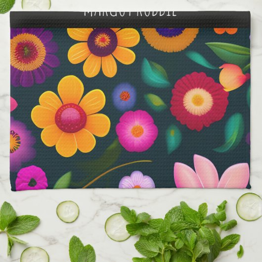 Exotische Blume Farbmuster Geschirrtuch (Gefaltet)