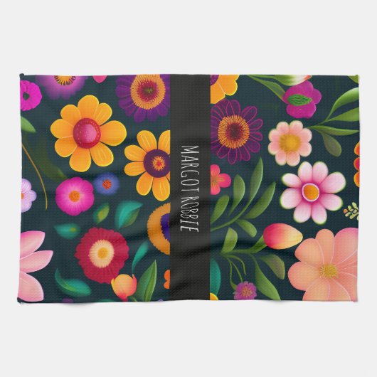 Exotische Blume Farbmuster Geschirrtuch (Horizontal)