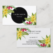 Exotische Blume Gelb und Rosa Visitenkarte (Vorne/Hinten)