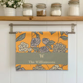 Exotische Blume im Herbst Anpassen von Monogramm Geschirrtuch