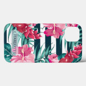 Exotische Blume Monogramm gestreift Case-Mate iPhone Hülle (Rückseite (Horizontal))