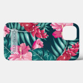 Exotische Blume Monogramm Pink Case-Mate iPhone Hülle (Rückseite (Horizontal))