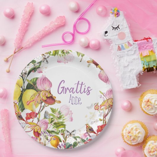 Exotische Blume Pappteller (Party)