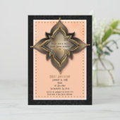 Exotische Blume-Party Einladungen aus Gold, Schwar (Stehend Vorderseite)