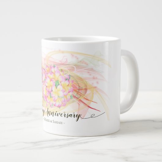 Exotische Blume Plumeria Abstrakt Art Kalligrafie Jumbo-Tasse (Vorderseite Rechts)