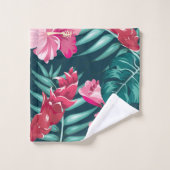 Exotische Blume Sommerdesign Badhandtuch Set (Waschlappen)