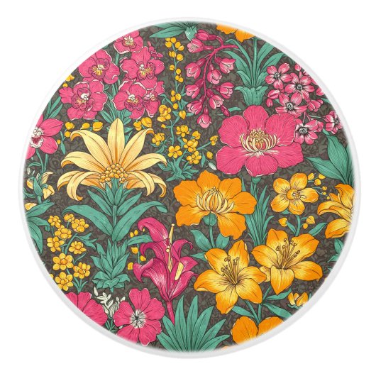 Exotische Blume, tropischer Dschungel, Morris-Blum Keramikknauf (Vorderseite)