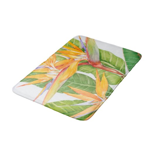 Exotische Blume Wasserfarbe Badematte (Schrägansicht)