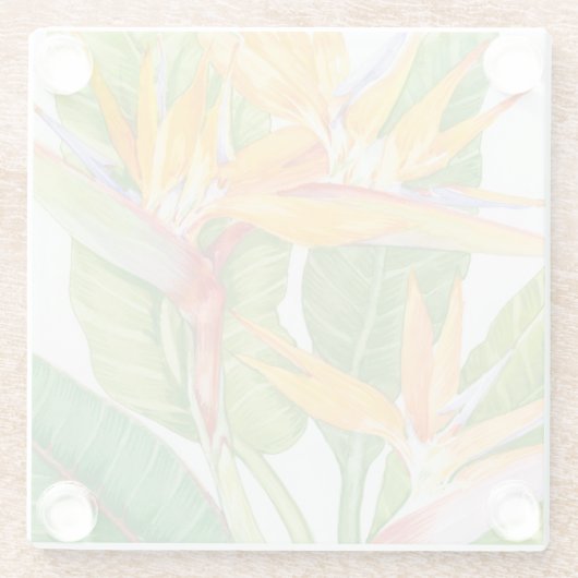 Exotische Blume Wasserfarbe Glasuntersetzer (Rückseite)