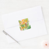 Exotische Blume Wasserfarbe Quadratischer Aufkleber (Umschlag)