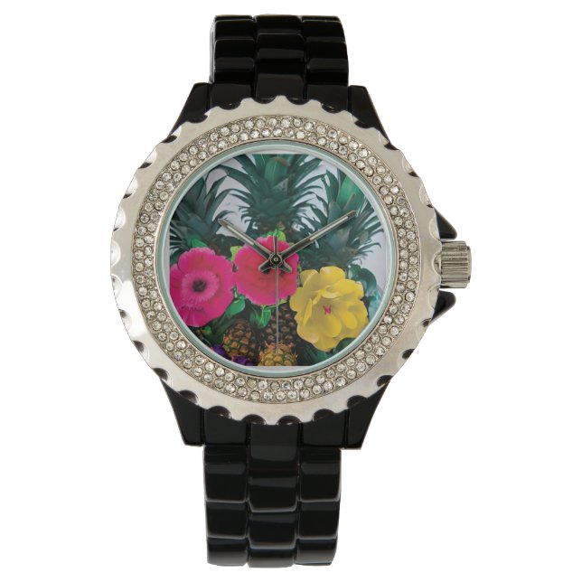 Exotische Blumen Armbanduhr (Vorderseite)