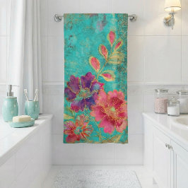Exotische Blumen Design Badetuch Badehandtuch