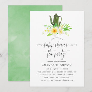 Exotische Blumen- Frangipani-Baby-Shower-Teeparty Einladung