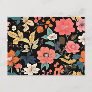 Exotische Blumen in einem retrobotanischen Stil Postkarte