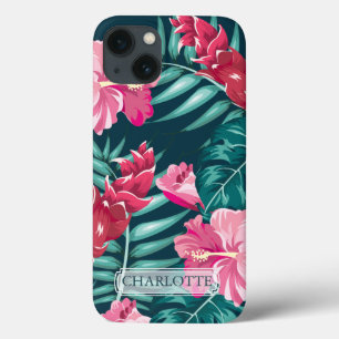 Exotische Blumen Monogramm Rosa Case-Mate iPhone Hülle
