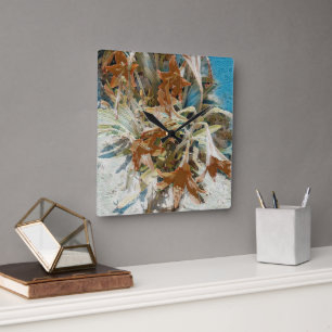 Exotische Blumen Quadratische Wanduhr