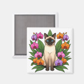 exotische Blumen Siamkatze Magnet (Vorderseite/Rückseite)