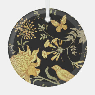 Exotische Blumen Vögel Vintage-Muster Ornament Aus Glas