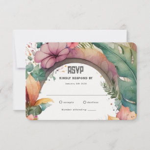 Exotische Blumenbogen-Sommer-Gartenhochzeit-RSVP-K RSVP Karte