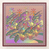 Exotische Blumengarten Glasuntersetzer (Vorderseite)