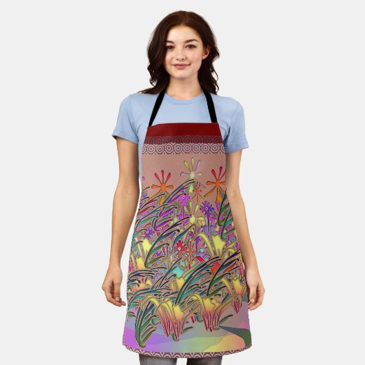 Exotische Blumengarten Schürze (Getragen)