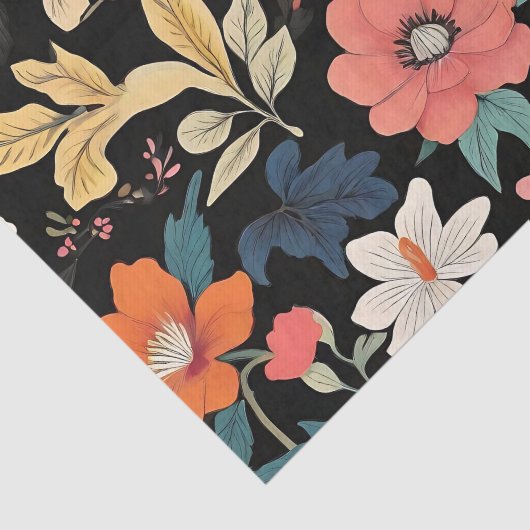 Exotische Blüte in einem Retro-Botanischen Seidenpapier (Ausschnitt)