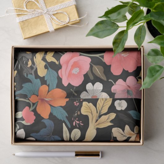 Exotische Blüte in einem Retro-Botanischen Seidenpapier (Geschenk)