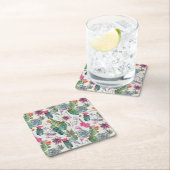 Exotische Boho Wasserfarbenkakteen und Sukkuläres Rechteckiger Pappuntersetzer (Vor Ort)