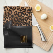 Exotische Braunleopardin| Monogramm Geschirrtuch (Viertel Falte)