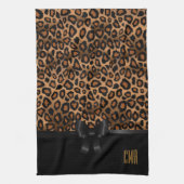 Exotische Braunleopardin| Monogramm Geschirrtuch (Vertikal)